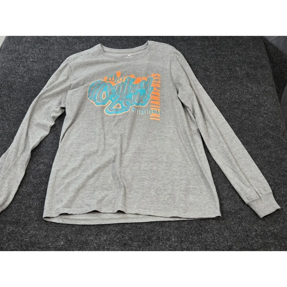 Nike Men Large Grey Long Sleeve Shirt USA Swimming Central Zone 2020 Graphic